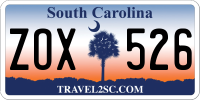 SC license plate ZOX526