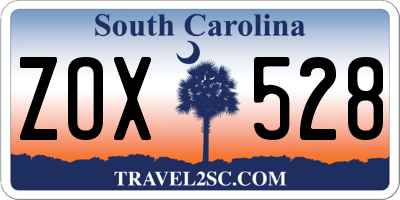 SC license plate ZOX528