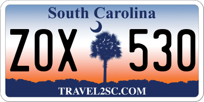 SC license plate ZOX530