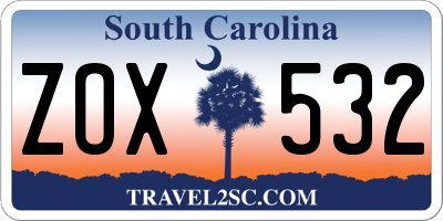 SC license plate ZOX532