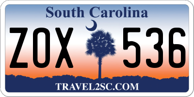 SC license plate ZOX536