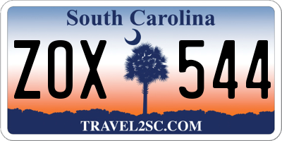 SC license plate ZOX544