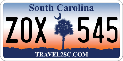 SC license plate ZOX545