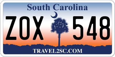 SC license plate ZOX548