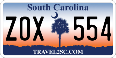 SC license plate ZOX554