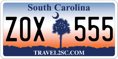 SC license plate ZOX555