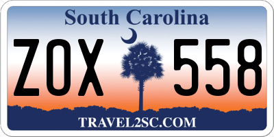 SC license plate ZOX558