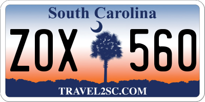SC license plate ZOX560