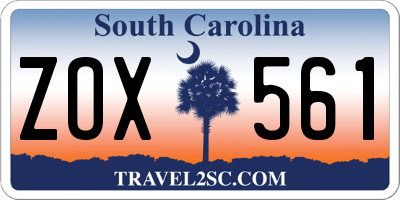 SC license plate ZOX561