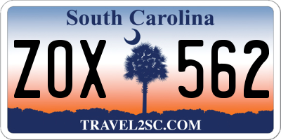 SC license plate ZOX562