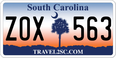 SC license plate ZOX563