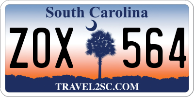 SC license plate ZOX564