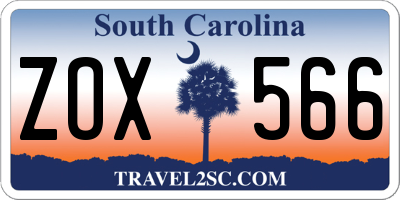 SC license plate ZOX566