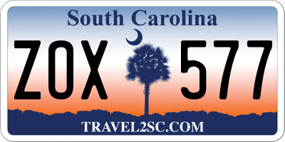 SC license plate ZOX577