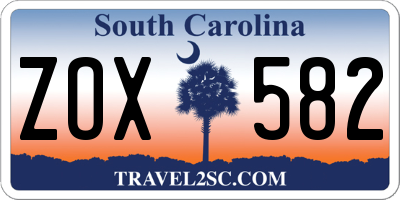 SC license plate ZOX582