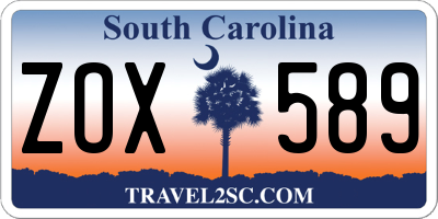 SC license plate ZOX589