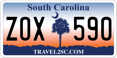 SC license plate ZOX590