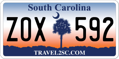 SC license plate ZOX592