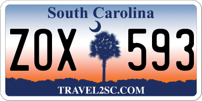 SC license plate ZOX593