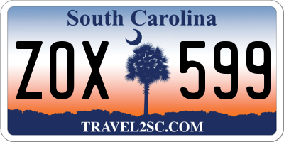 SC license plate ZOX599