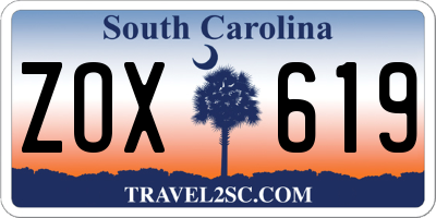 SC license plate ZOX619