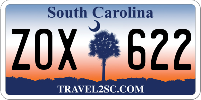 SC license plate ZOX622