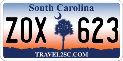 SC license plate ZOX623