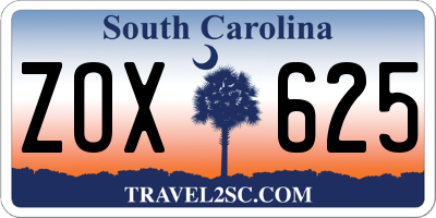SC license plate ZOX625