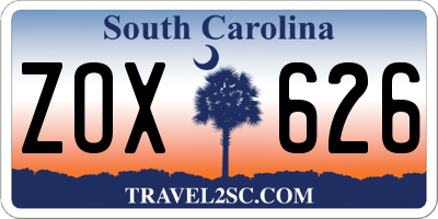 SC license plate ZOX626