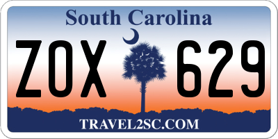SC license plate ZOX629