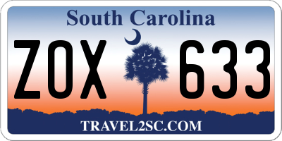 SC license plate ZOX633