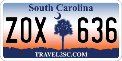SC license plate ZOX636