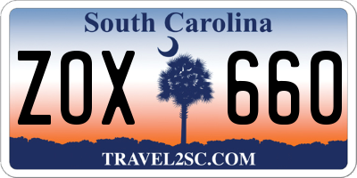 SC license plate ZOX660