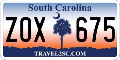 SC license plate ZOX675
