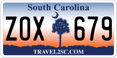 SC license plate ZOX679
