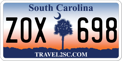 SC license plate ZOX698