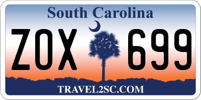SC license plate ZOX699