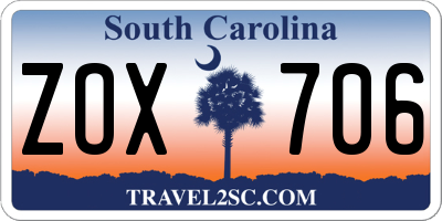 SC license plate ZOX706