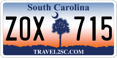 SC license plate ZOX715