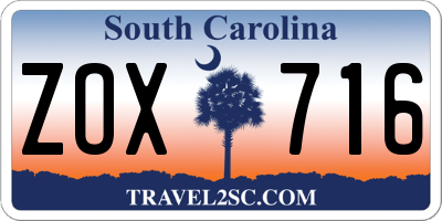 SC license plate ZOX716