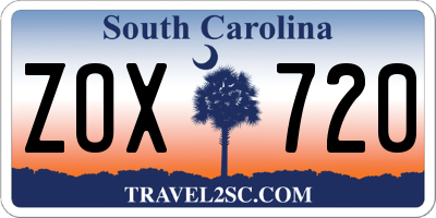SC license plate ZOX720