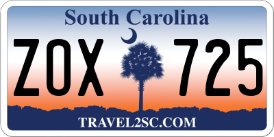 SC license plate ZOX725