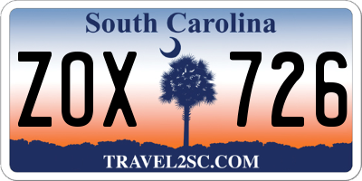 SC license plate ZOX726