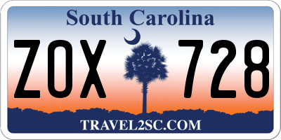 SC license plate ZOX728