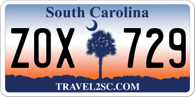 SC license plate ZOX729