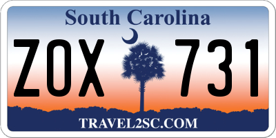 SC license plate ZOX731