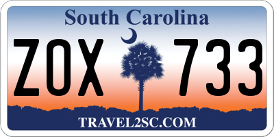 SC license plate ZOX733