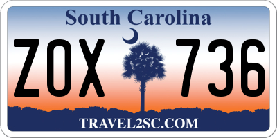 SC license plate ZOX736