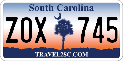 SC license plate ZOX745