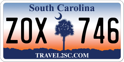 SC license plate ZOX746
